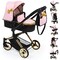 Bayer: Pram Neo Vario - Pink, Black, Gold - Accessory for Dolls Up to 20", Shoulder Bag, Converts to Stroller, Kids Toy, Ages 3+ | baby d